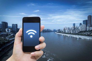El ve internet WiFi ağ bağlantısı c kullanarak akıllı telefon