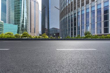 Panoramik silüet ve modern iş ofisi binaları