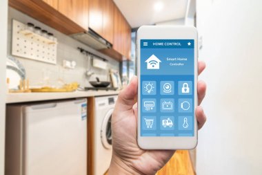 Akıllı ev, ev otomasyonu, uygulama i ile cihaz ile akıllı telefon