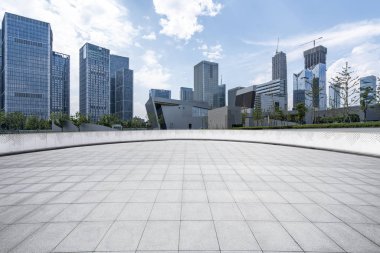 Panoramik silüet ve modern iş ofisi binaları