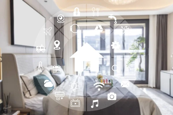 Circular Futuristic Interface Smart Home Automation Assistant Virtual Screen — Stock Photo, Image