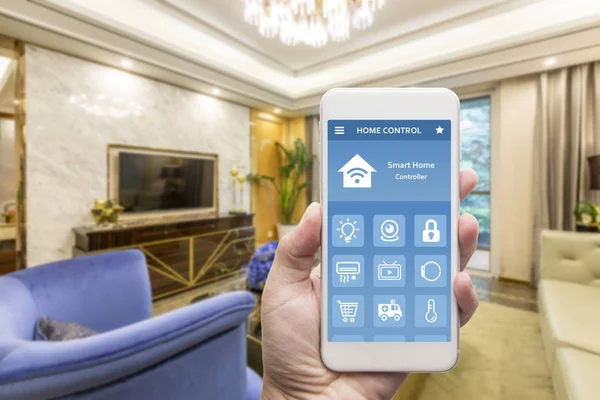 smart phone with smart house, home automation, device with app icons