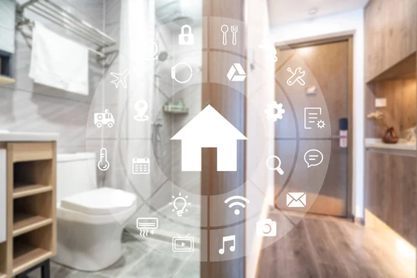 Interfaz futurista circular del asistente de automatización del hogar inteligente —  Fotos de Stock