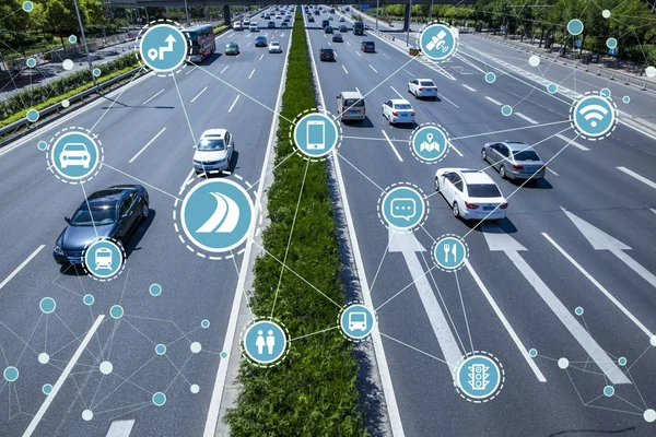 Social infrastructure and communication technology concept. IoT(