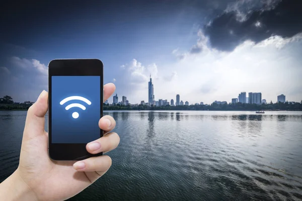 El ve internet WiFi ağ bağlantısı c kullanarak akıllı telefon