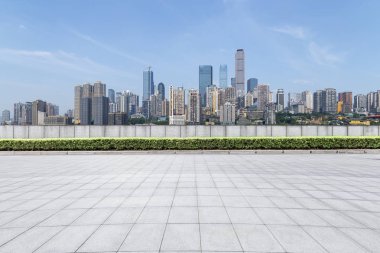 Panoramik silüet ve modern iş ofisi binaları