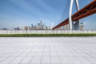 Panoramik silüet ve modern iş ofisi binaları