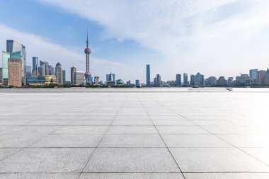 Panoramik silüet ve modern iş ofisi binaları