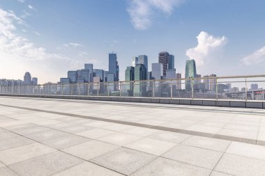 Panoramik silüet ve modern iş ofisi binaları