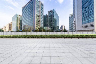 Panoramik silüet ve modern iş ofisi binaları
