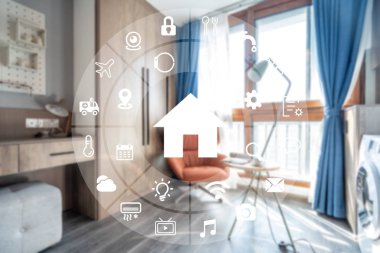 Akıllı Ev Otomasyonu asistanının dairesel fütüristik arayüzü