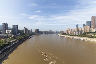 chongqing, yangtze Nehri Köprüsü, Çin'in modern panoramik manzarası