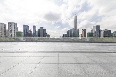 Panoramik silüet ve modern iş ofisi binaları