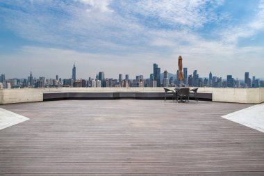 Panoramik siluet ve modern ofis binaları 