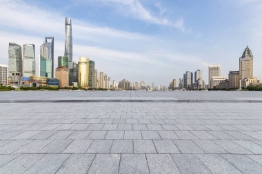 Panoramik silüet ve modern iş ofisi binaları