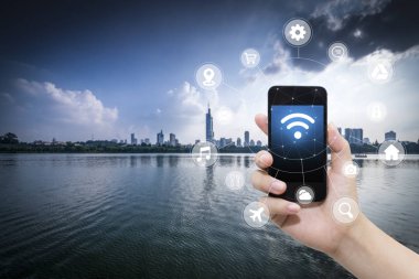 El ve internet WiFi ağ bağlantısı c kullanarak akıllı telefon