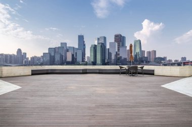 Panoramik siluet ve modern ofis binaları 