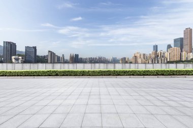 Panoramik silüet ve modern iş ofisi binaları