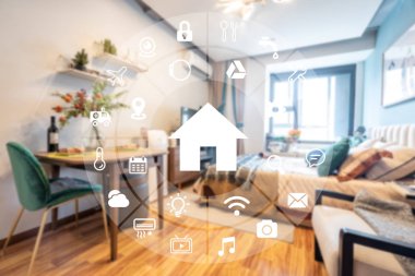 Akıllı Ev Otomasyonu asistanının dairesel fütüristik arayüzü