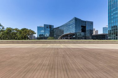 Panoramik silüet ve modern iş ofisi binaları