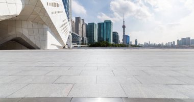 Panoramik silüet ve modern iş ofisi binaları