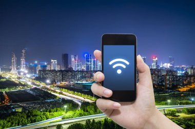 El ve internet WiFi ağ bağlantısı c kullanarak akıllı telefon