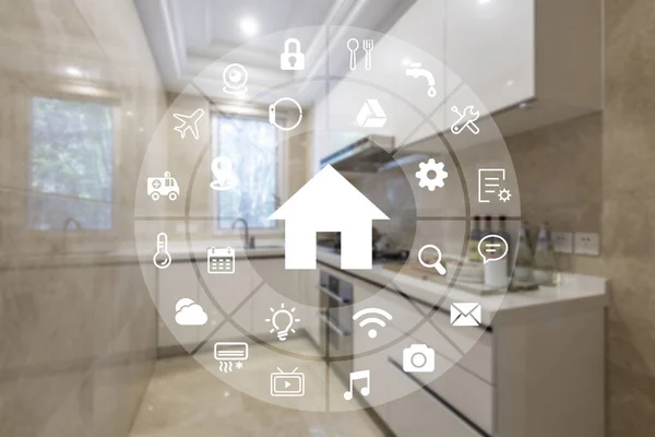 Circular Futuristic Interface Smart Home Automation Assistant Virtual Screen —  Fotos de Stock