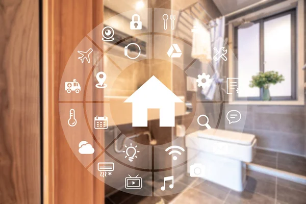 Circular futuristic interface of smart home automation assistant — Stock Photo, Image