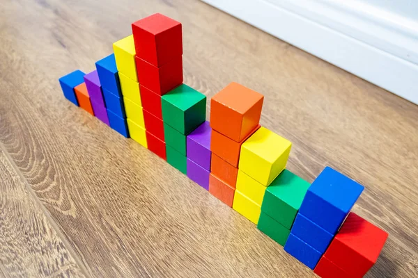 Close View Colorful Wooden Blocks Floor — Stock Photo, Image