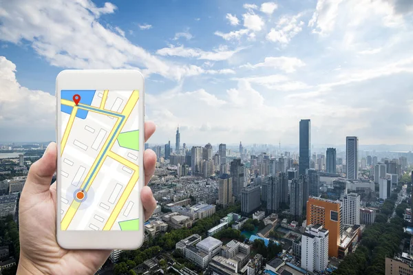 mobile GPS navigation on mobile phone with city