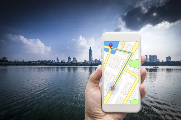 mobile GPS navigation on mobile phone with city