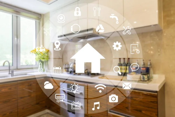 Circular Futuristic Interface Smart Home Automation Assistant Virtual Screen — Foto de Stock