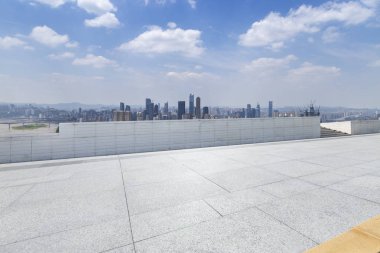 Panoramik silüet ve modern iş ofisi binaları