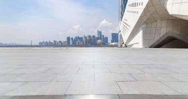 Panoramik silüet ve modern iş ofisi binaları