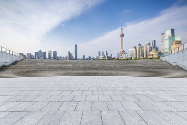 Panoramik silüet ve modern iş ofisi binaları