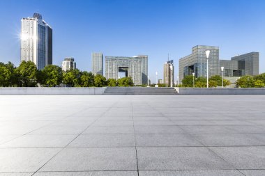 Panoramik silüet ve modern iş ofisi binaları