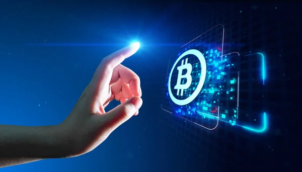 Kryptowaluta Bitcoin Cyfrowa moneta BTC Technologia walut — Zdjęcie stockowe