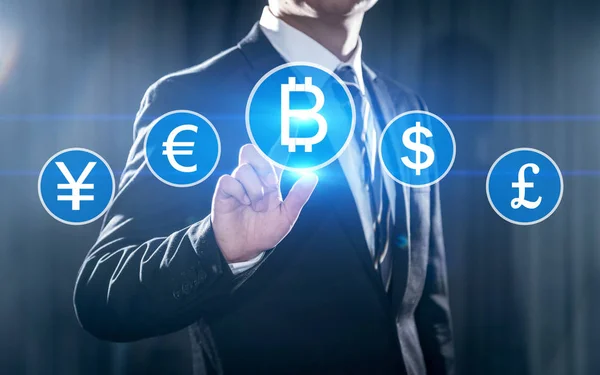 Kryptowaluta Bitcoin Cyfrowa moneta BTC Technologia walut — Zdjęcie stockowe