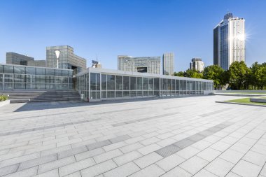 Panoramik silüet ve modern iş ofisi binaları