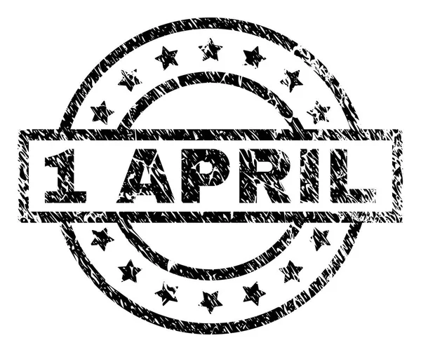 Texturált április 1 pecsétbélyeg karcos — Stock Vector