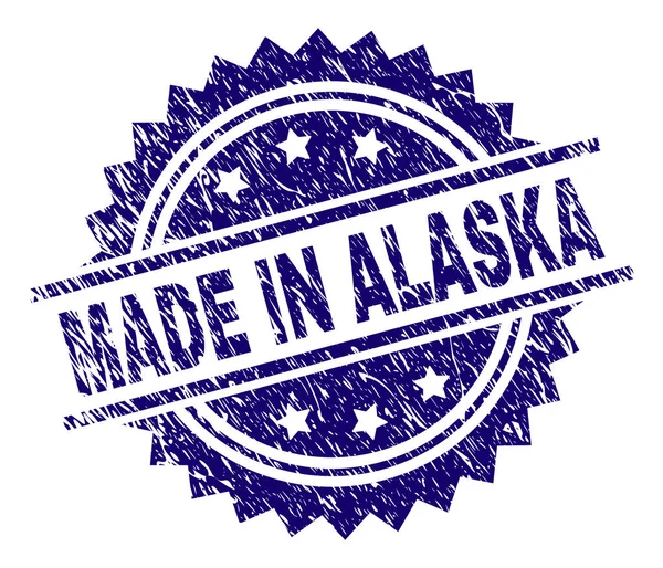 Sello texturizado rayado HECHO EN ALASKA — Vector de stock