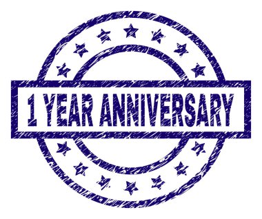 Dokulu 1 yıl yıldönümü damga mühür çizik