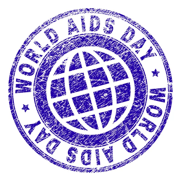 Sello de sello del día del SIDA de Grunge Textured WORLD — Vector de stock