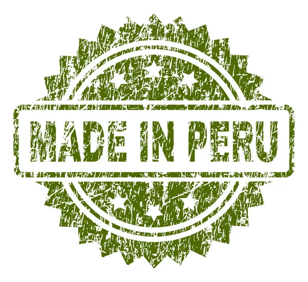 Подряпаний текстурований MADE IN PERU штамп ущільнення — стоковий вектор