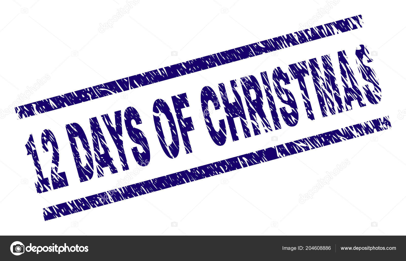 Niebieski wektor gumy drukowania 12 Days Christmas tekst z retro tekstura Tekst podpisu jest umieszczona miÄ™dzy linii r³wnolegÅ‚ych — Wektor od
