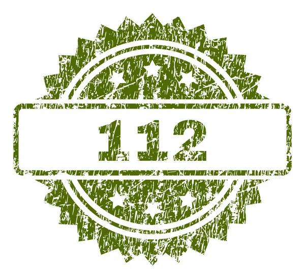 Γδαρμένο Ανάγλυφη σφραγίδα με 112 — Διανυσματικό Αρχείο