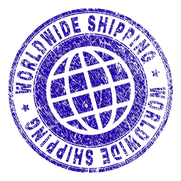 Sello de sello de ENVÍO MUNDIAL con textura rayada — Vector de stock