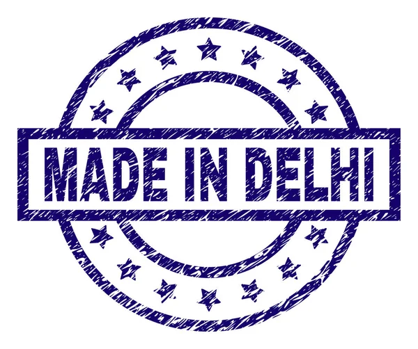 Karcos texturált Made In Delhi pecsétbélyeg — Stock Vector