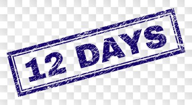 Grunge 12 gün dikdörtgen damga