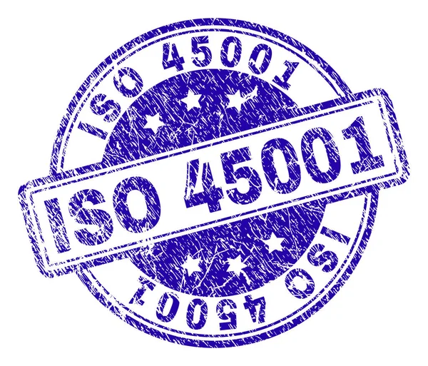 Grunge getextureerde Iso 45001 stempel-zegel — Stockvector